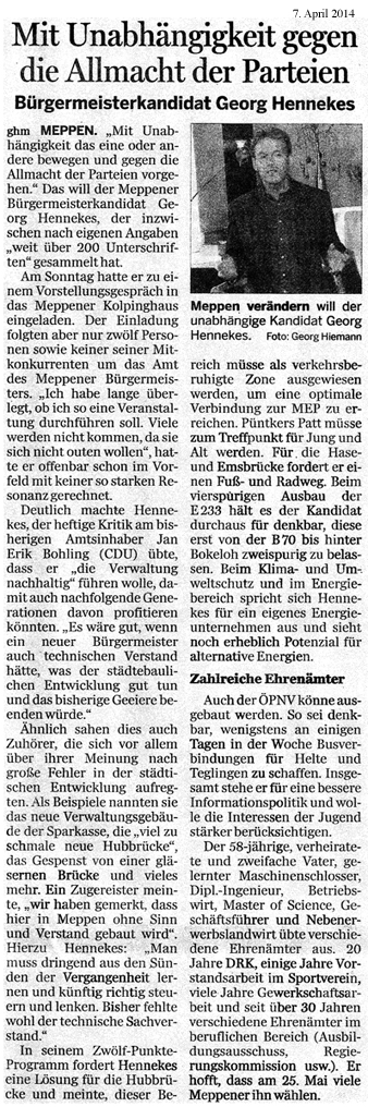 Zeitungsbericht
